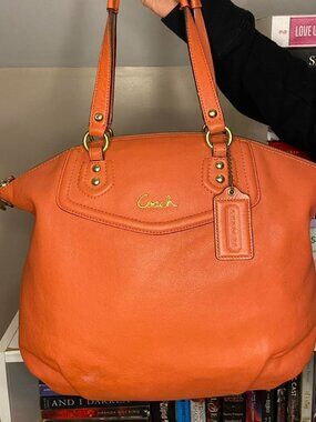 Coach Orange Leather Tote Bag